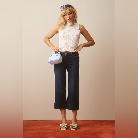 Anthropologie Blue Tassel Popcorn Crop Tank Top White Ivory NWT - Picture 6 of 16